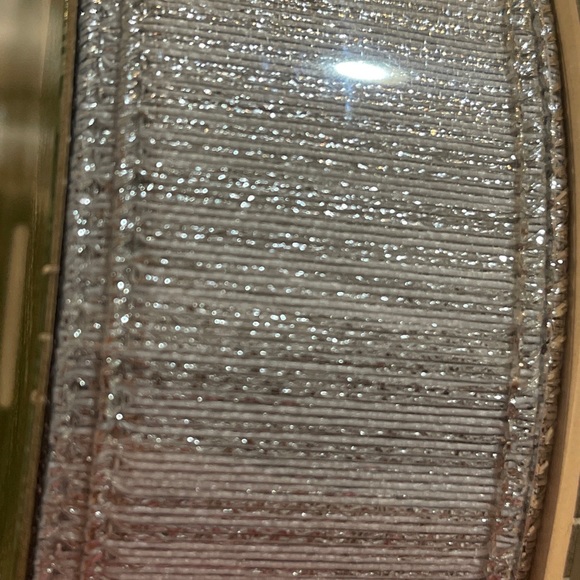 Christmas RIBBON Hanukkah Ribbon 1.5” Woven SILVER METALLIC WIRED Ribbon - Picture 2 of 4